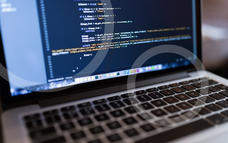 code in a laptop screen