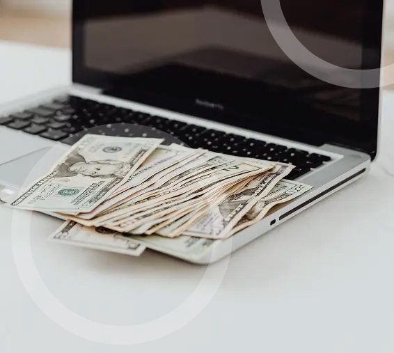 laptop with money