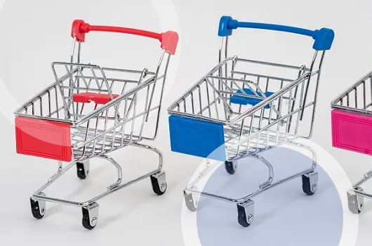 multi colored shopping carts