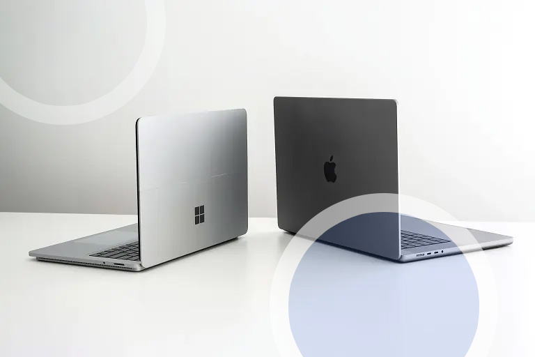 grey windows and mac laptops