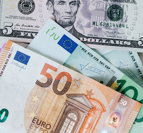 pile of euros and american dollars