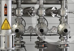 3 valves with pressure gauges