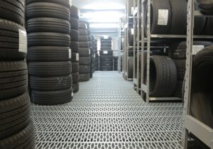 stockroom filled with tires