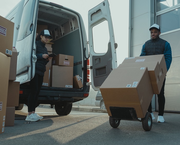 cargo van with boxes