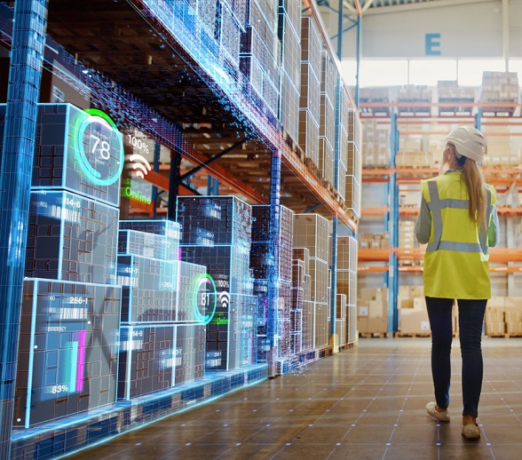 warehouse with data overlay