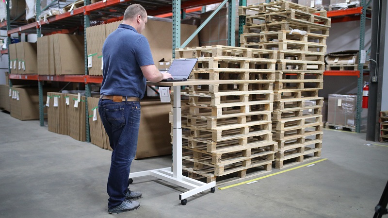 warehouse manager on computer